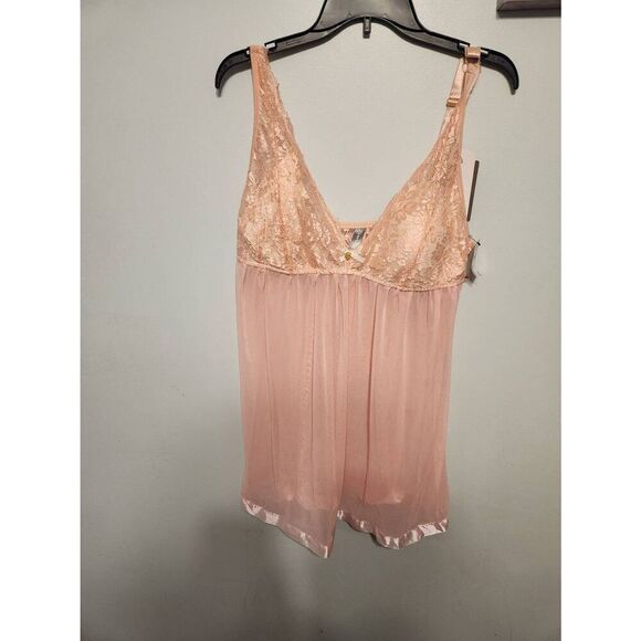 NwT Daisy Fuentes Size 1x Pink Lace BabyDoll Chemise Slip Nightie - Picture 1 of 4